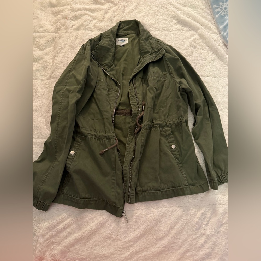 Army green zippered jacket